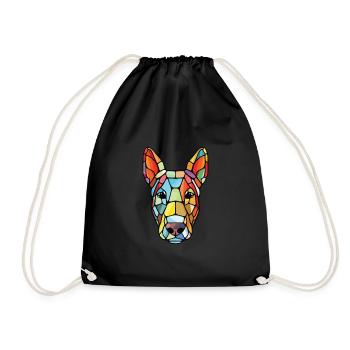 Miniatur Bullterrier Hunderasse Aquarellglas - Turnbeutel - Schwarz - Vorne