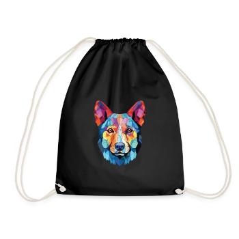 Labrador Husky Small Dog Breed Colorful Watercolor - Drawstring Bag - black - Front
