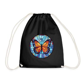 Schmetterling bunte Aquarell Tier Illustration - Turnbeutel - Schwarz - Vorne