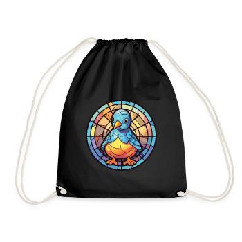 Chick Colorful Watercolor Animal Pet Illustration - Drawstring Bag - black - Front