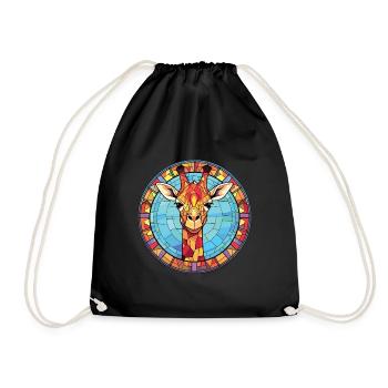 Giraffe Colorful Watercolor Animal Illustration - Drawstring Bag - black - Front