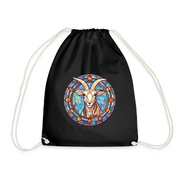 Goat Colorful Watercolor Animal Pet Illustration - Drawstring Bag - black - Front