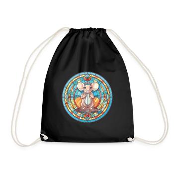 Mouse Colorful Watercolor Animal Pet Illustration - Drawstring Bag - black - Front