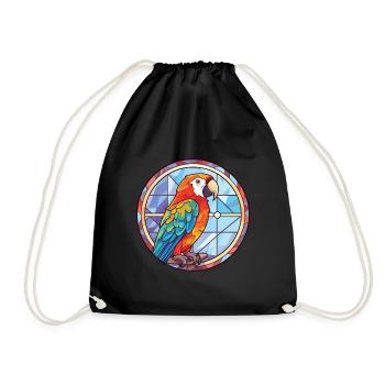 Papagei buntes Aquarell Tier Haustier Illustration - Turnbeutel - Schwarz - Vorne