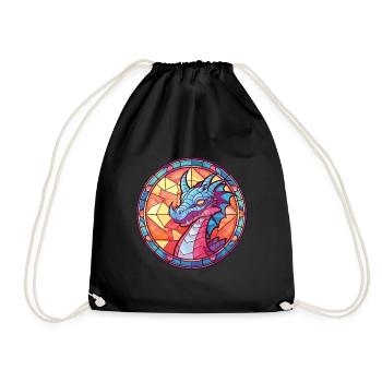 Drache Buntes Aquarell Tier Haustier Illustration - Turnbeutel - Schwarz - Vorne