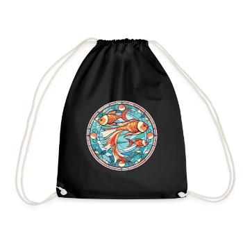 Fish Colorful Watercolor Animal Pet Illustration - Drawstring Bag - black - Front