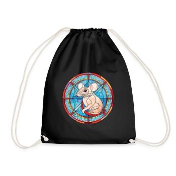 Rat Colorful Watercolor Animal Pet Illustration - Drawstring Bag - black - Front