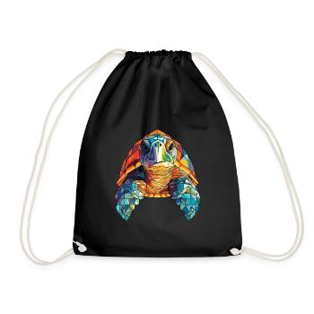 Sea Turtle Colorful Watercolor Animal Illustration - Drawstring Bag - black - Front