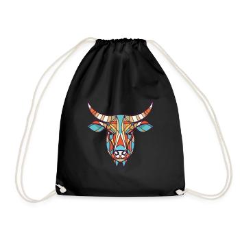 Illustration d’animaux de compagnie aquarelle colorée de zébu - Sac de sport léger - noir - Devant
