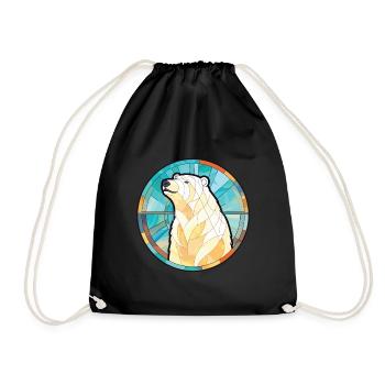 Polar Bear Colorful Watercolor Animal Illustration - Drawstring Bag - black - Front