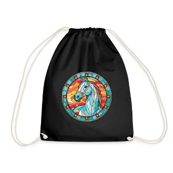 Pferd buntes Aquarell Tier Haustier Illustration - Turnbeutel - Schwarz - Vorne