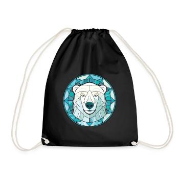 Polar Bear Colorful Watercolor Animal Illustration - Drawstring Bag - black - Front