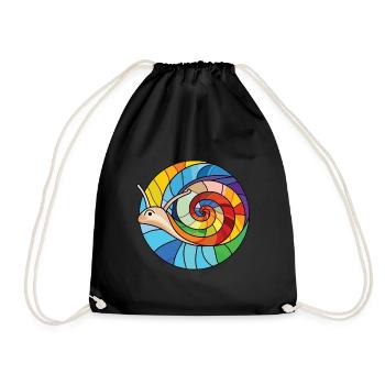 Schnecke buntes Aquarell Tier Haustier Illustration - Turnbeutel - Schwarz - Vorne