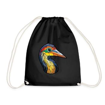 Kormoran bunte Aquarell-Tier-Illustration - Turnbeutel - Schwarz - Vorne