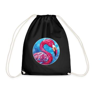 Flamingo Colorful Watercolor Animal Illustration - Drawstring Bag - black - Front