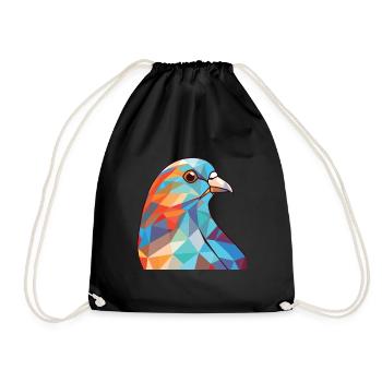 Taube bunte Aquarell-Tier-Haustier-Illustration - Turnbeutel - Schwarz - Vorne