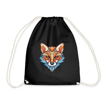 Fuchs bunte Aquarell-Tier-Haustier-Illustration - Turnbeutel - Schwarz - Vorne