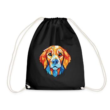 Golden Retriever Colorful Watercolor Animal Pet - Drawstring Bag - black - Front