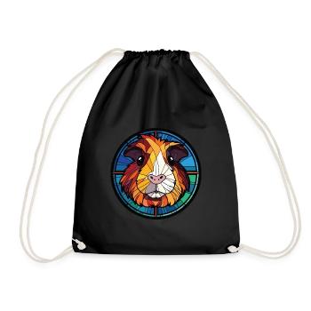 Guinea Pig Colorful Watercolor Animal Illustration - Drawstring Bag - black - Front