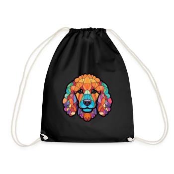 Poodle Dog Colorful Watercolor Animal Illustration - Drawstring Bag - black - Front