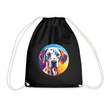 Dalmatiner Hund Buntes Aquarell Tier Karikatur - Turnbeutel - Schwarz - Vorne