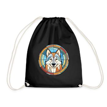 Husky Dog Aquarelle Colorée Animal Illustration - Sac de sport léger - noir - Devant