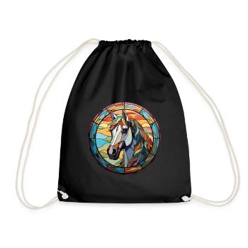 Pferd buntes Aquarell Tier Haustier Illustration - Turnbeutel - Schwarz - Vorne