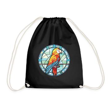 Papagei buntes Aquarell Tier Haustier Illustration - Turnbeutel - Schwarz - Vorne