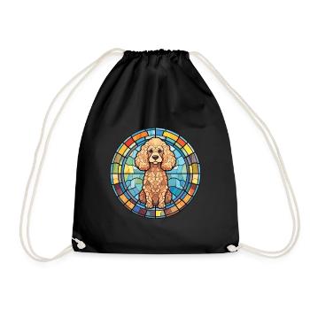 Pudel Hund Buntes Aquarell Tier Illustration - Turnbeutel - Schwarz - Vorne