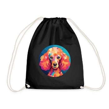 Poodle Dog Colorful Watercolor Animal Illustration - Drawstring Bag - black - Front