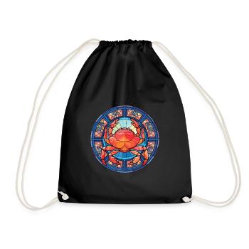 Crab Colorful Watercolor Animal Pet Illustration - Drawstring Bag - black - Front