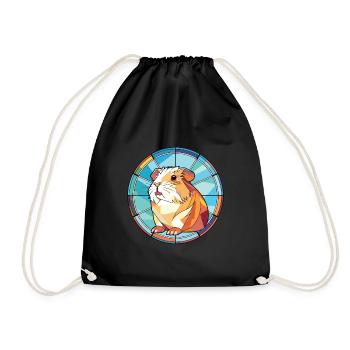 Guinea Pig Colorful Watercolor Animal Illustration - Drawstring Bag - black - Front