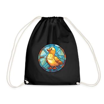 Chick Colorful Watercolor Animal Pet Illustration - Drawstring Bag - black - Front