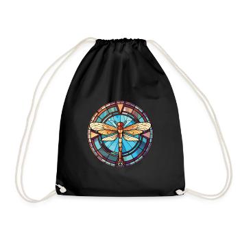 Dragonfly Colorful Watercolor Animal Illustration - Drawstring Bag - black - Front