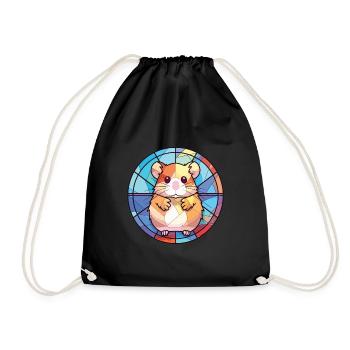 Hamster Colorful Watercolor Animal Illustration - Drawstring Bag - black - Front