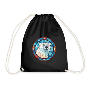 Polar Bear Colorful Watercolor Animal Illustration - Drawstring Bag - black - Front
