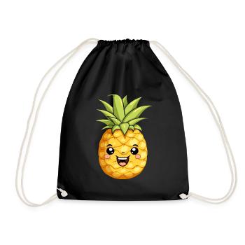 Cute Funny Pineapple Summer Kawaii Gift - Drawstring Bag - black - Front