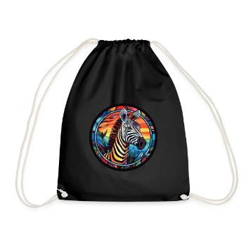 Zebra buntes Aquarell Tier Haustier Illustration - Turnbeutel - Schwarz - Vorne