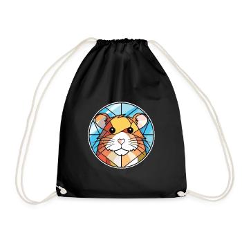 Hamster Colorful Watercolor Animal Illustration - Drawstring Bag - black - Front