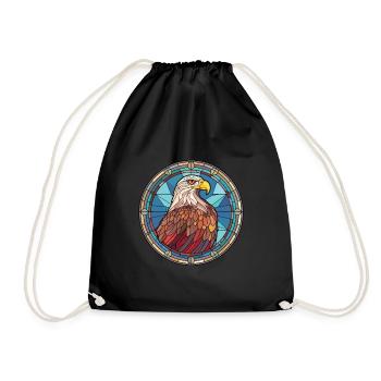 Eagle Colorful Watercolor Animal Pet Illustration - Drawstring Bag - black - Front