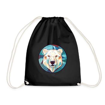 Polar Bear Colorful Watercolor Animal Illustration - Drawstring Bag - black - Front