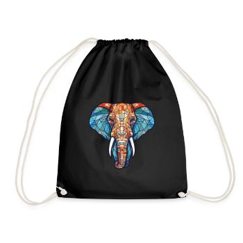 Elefant buntes Aquarell Tier Illustration - Turnbeutel - Schwarz - Vorne