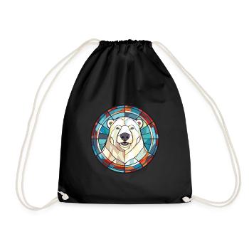 Polar Bear Colorful Watercolor Animal Illustration - Drawstring Bag - black - Front