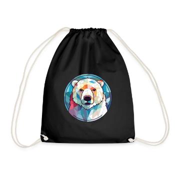 Polar Bear Colorful Watercolor Animal Illustration - Drawstring Bag - black - Front