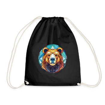 Bear Colorful Watercolor Animal Pet Illustration - Drawstring Bag - black - Front