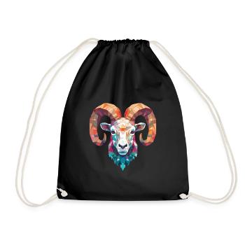 Mouflon d’Amérique coloré aquarelle Animal Cartoon - Sac de sport léger - noir - Devant
