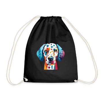 Dalmatiner Hund Buntes Aquarell Tier Karikatur - Turnbeutel - Schwarz - Vorne