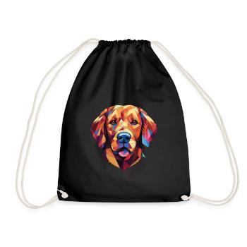Golden Retriever Colorful Watercolor Animal Pet - Drawstring Bag - black - Front