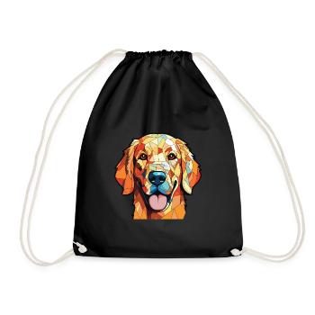 Golden Retriever Colorful Watercolor Animal Pet - Drawstring Bag - black - Front
