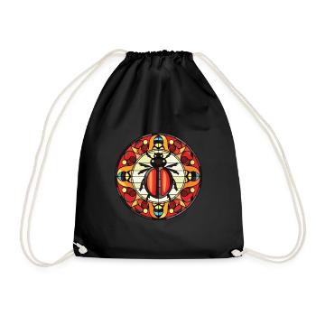 Ladybug Colorful Watercolor Animal Illustration - Drawstring Bag - black - Front